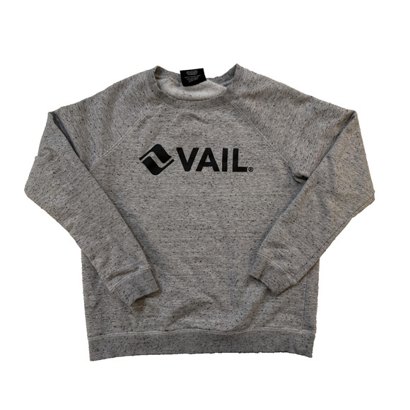 Vail Sweatshirt Womens Large Gray Heather Crewneck Raglan Logo Vail Resort Boxy - Picture 2 of 8